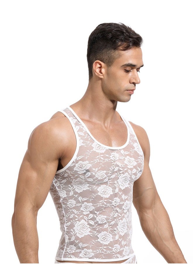 Generic Mens Slimming Body Shaper Vest, Chest Abdomen Compression Tank Top, Belly Hiding Undershirts - Change in Seconds/Lace Sleeveless Vest, Round Neck Men'S Youth Vest（L）  - Image 5