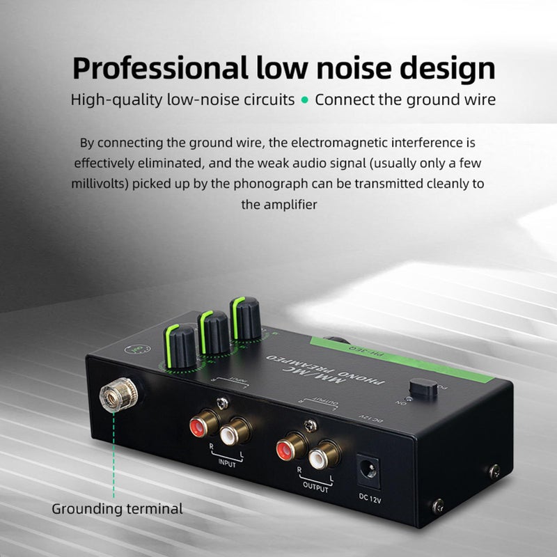 LiebeWH MM MC Phono Preamp Professional Stereo Phonograph Preamplifier Us Plug For Turntable Record Player With 5 Pin XLR Input Output Adjustable Eq - Image 5