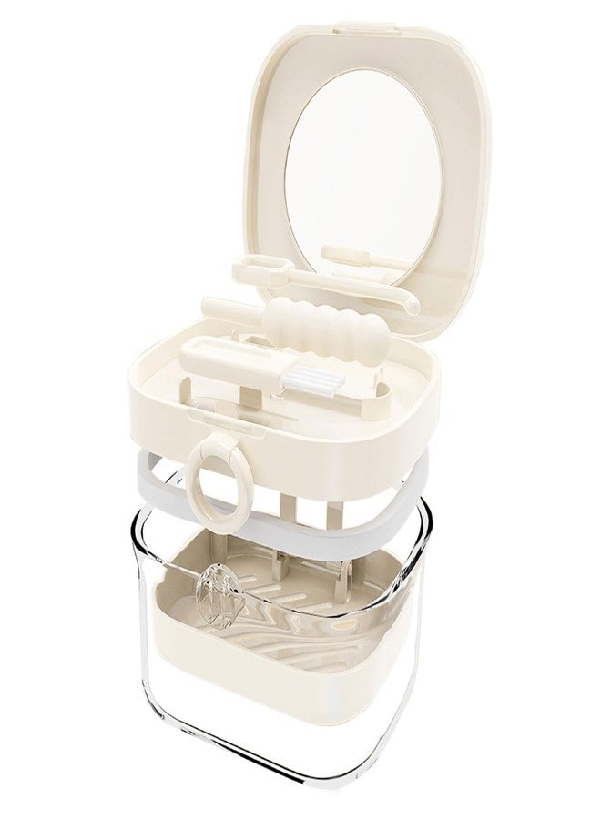 RupeeRise Retainer Case, 3.6 * 3.8 * 2.8 in Denture Box With Double Layer Design, Leak Proof Portable Cleaning Storage For Retainers, Dentures, Aligners, Travel Friendly - Image 1