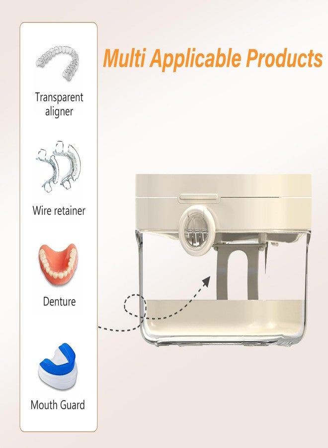 RupeeRise Retainer Case, 3.6 * 3.8 * 2.8 in Denture Box With Double Layer Design, Leak Proof Portable Cleaning Storage For Retainers, Dentures, Aligners, Travel Friendly - Image 3