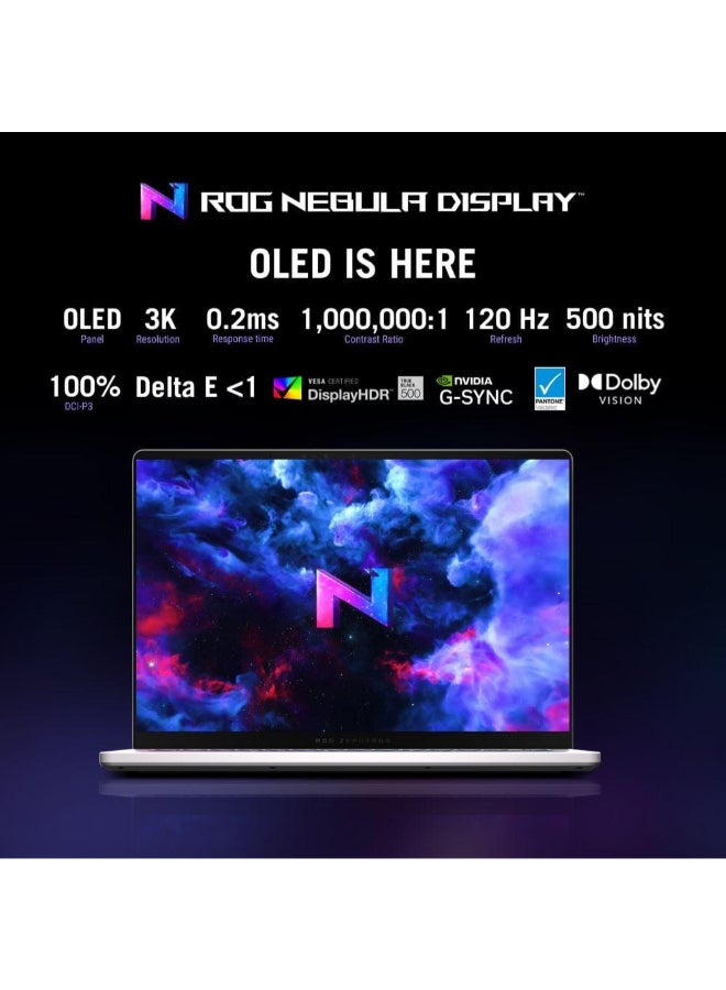 أسوس لابتوب الألعاب ROG Zephyrus G14 (2025) – AMD Ryzen 9-270 / 14 بوصة 3K / 1TB SSD / 16GB RAM / 8GB NVIDIA GeForce RTX 5050 رسومات / ويندوز 11 هوم / أبيض بلاتينيوم – [GA403UH-OLED9161W] - Image 5