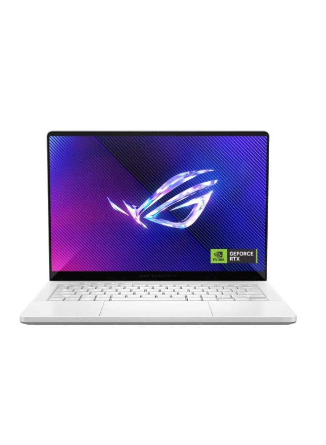 أسوس لابتوب الألعاب ROG Zephyrus G14 (2025) – AMD Ryzen 9-270 / 14 بوصة 3K / 1TB SSD / 16GB RAM / 8GB NVIDIA GeForce RTX 5050 رسومات / ويندوز 11 هوم / أبيض بلاتينيوم – [GA403UH-OLED9161W] - Image 1
