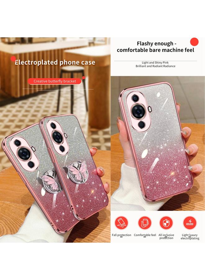 اس-توب جراب لهاتف Huawei nova 11 Pro، جراب هاتف TPU بتصميم فراشة لامع متدرج اللون - Image 3