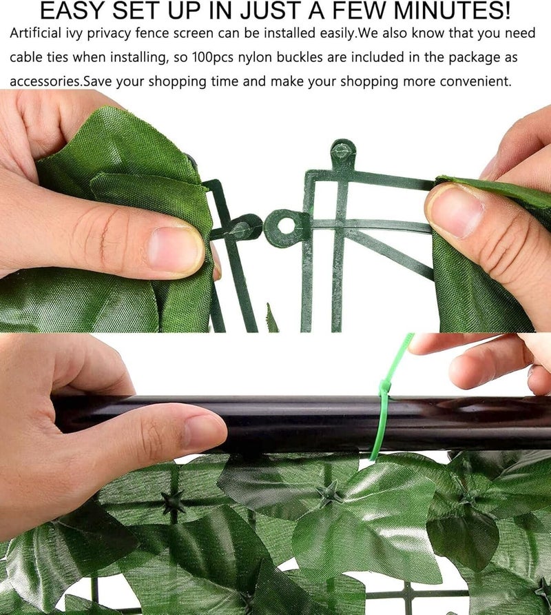 Comtelek Privacy Fence Screen Artificial Ivy Grass Wall Screen 120x40 in Balcony Fence Privacy Screen Faux Vines Green Backdrop Fake Ivy Wall Panels Hedge Fence for Patio,Garden, Backyard Indoor Outdoor deocr - Image 5