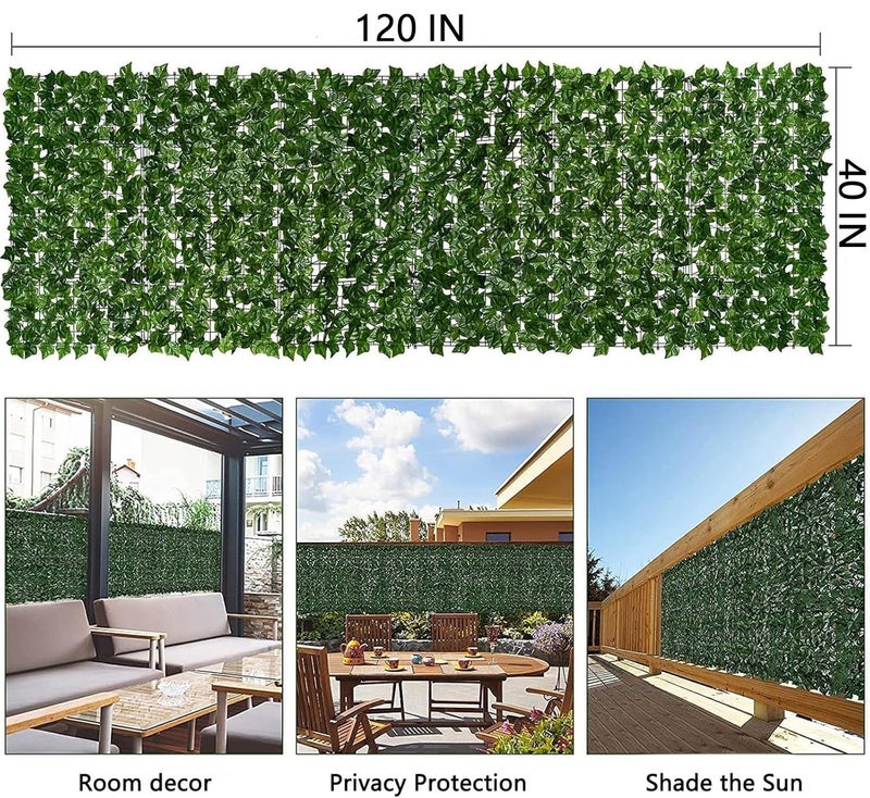 Comtelek Privacy Fence Screen Artificial Ivy Grass Wall Screen 120x40 in Balcony Fence Privacy Screen Faux Vines Green Backdrop Fake Ivy Wall Panels Hedge Fence for Patio,Garden, Backyard Indoor Outdoor deocr - Image 2