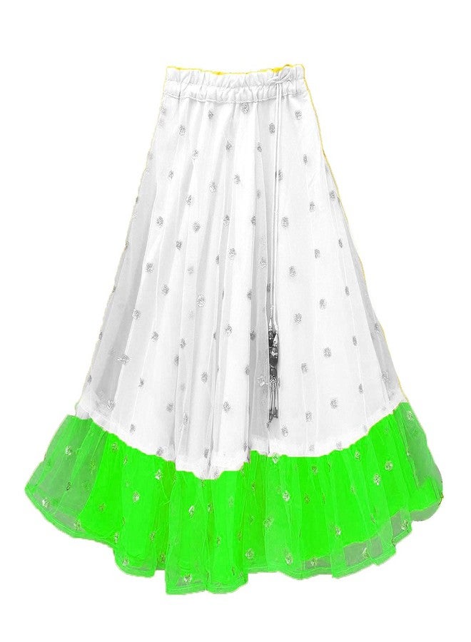 HIBA independence day Tricolour lehenga choli for kids with orange top and white green lehenga with white duptta 3-4 years - Image 4