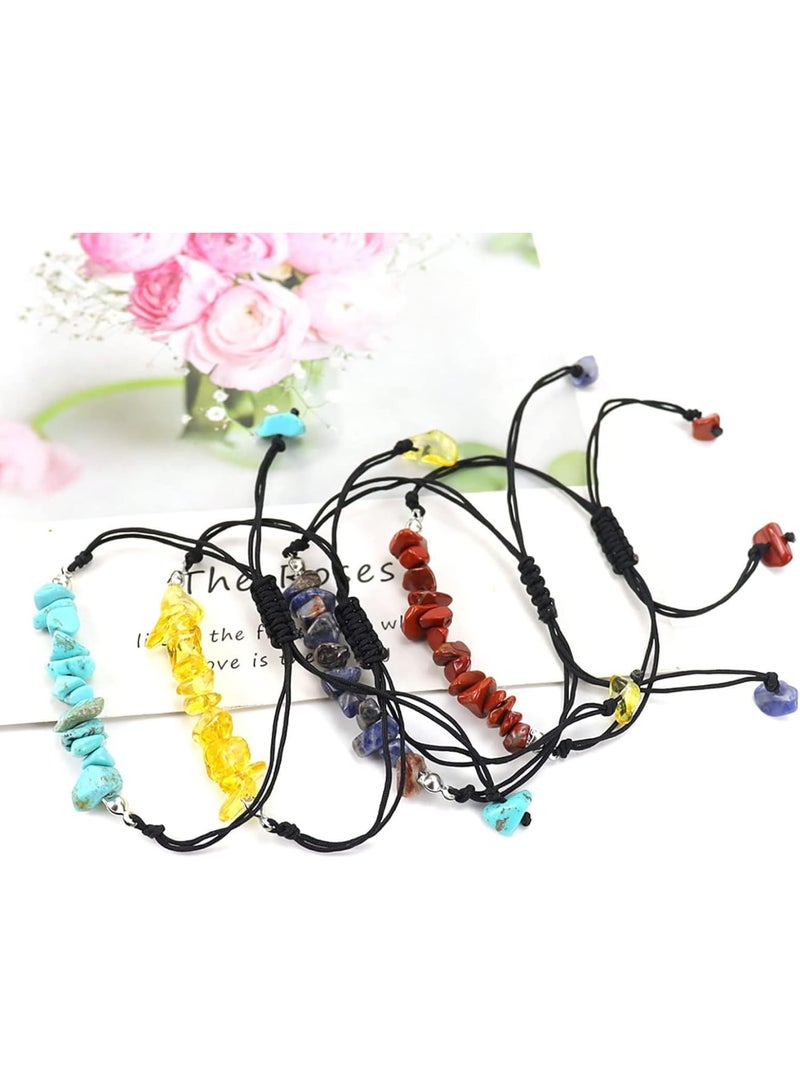 SOLARAE 12 Pieces Crystal Chip Bracelets Set, Natural Gemstone Bracelets, Irregular Chips Beads Bracelet for Women Girls Handmade String Relief Reiki Yoga Bracelet Anxiety Healing Stones Bracelets - Image 3