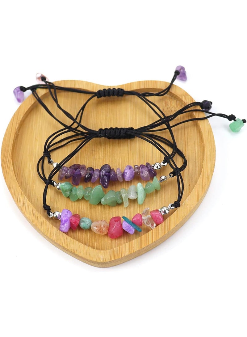 SOLARAE 12 Pieces Crystal Chip Bracelets Set, Natural Gemstone Bracelets, Irregular Chips Beads Bracelet for Women Girls Handmade String Relief Reiki Yoga Bracelet Anxiety Healing Stones Bracelets - Image 2