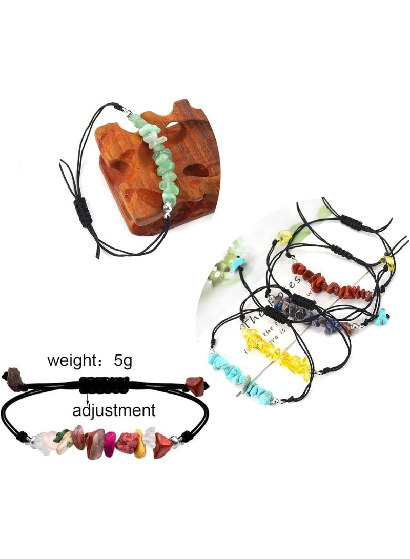 SOLARAE 12 Pieces Crystal Chip Bracelets Set, Natural Gemstone Bracelets, Irregular Chips Beads Bracelet for Women Girls Handmade String Relief Reiki Yoga Bracelet Anxiety Healing Stones Bracelets - Image 5