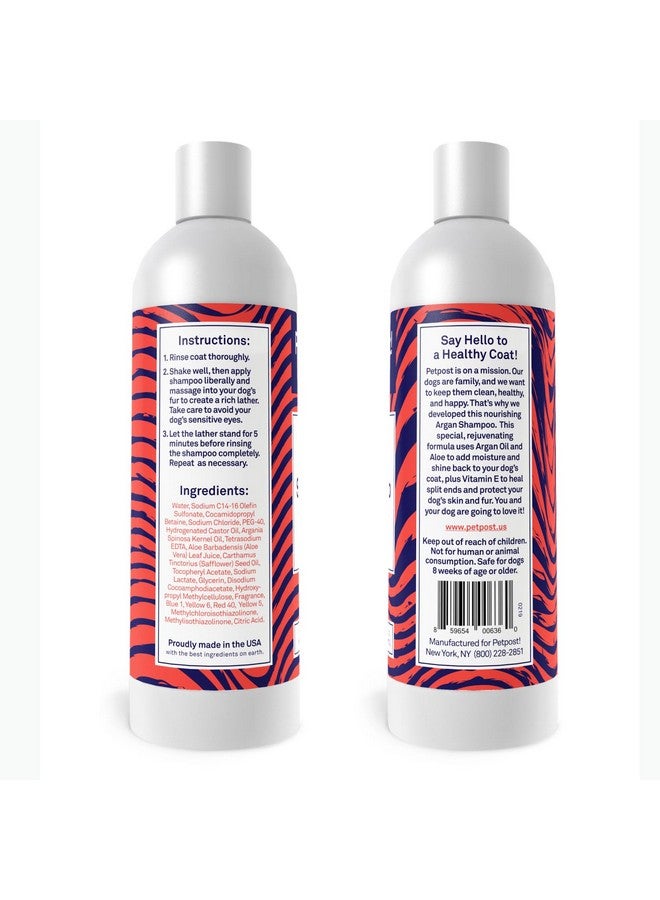 Petpost | Argan Shampoo for Dogs - Naturally Heals, Protects, & Rejuvenates Dog Dry Skin & Coat - Argan Oil and Aloe Formula 8 oz. - Image 2