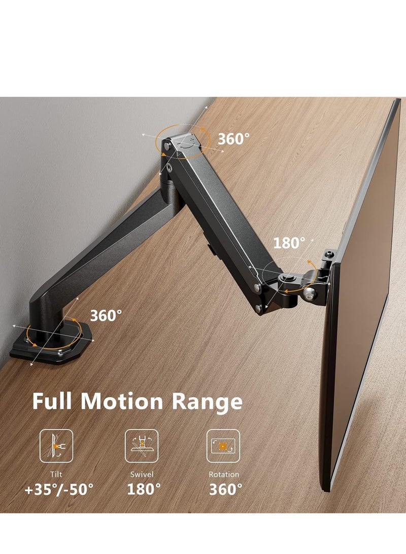 ELTRAZONE Single Monitor Mount, Gas Spring Monitor Arm, Adjustable Monitor Mount with Full Motion and VESA Bracket, Fits 17 to 27 Inch Monitors, Holds up to 14.3 lbs - Image 3