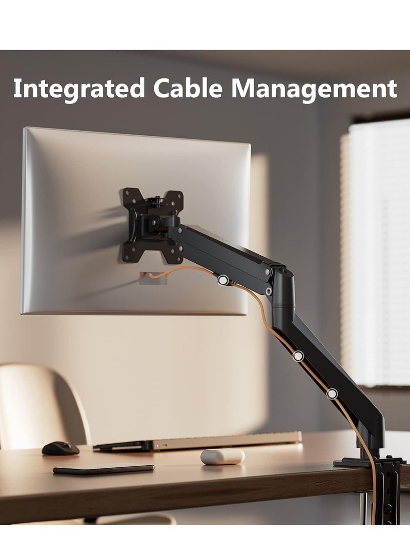 ELTRAZONE Single Monitor Mount, Gas Spring Monitor Arm, Adjustable Monitor Mount with Full Motion and VESA Bracket, Fits 17 to 27 Inch Monitors, Holds up to 14.3 lbs - Image 5