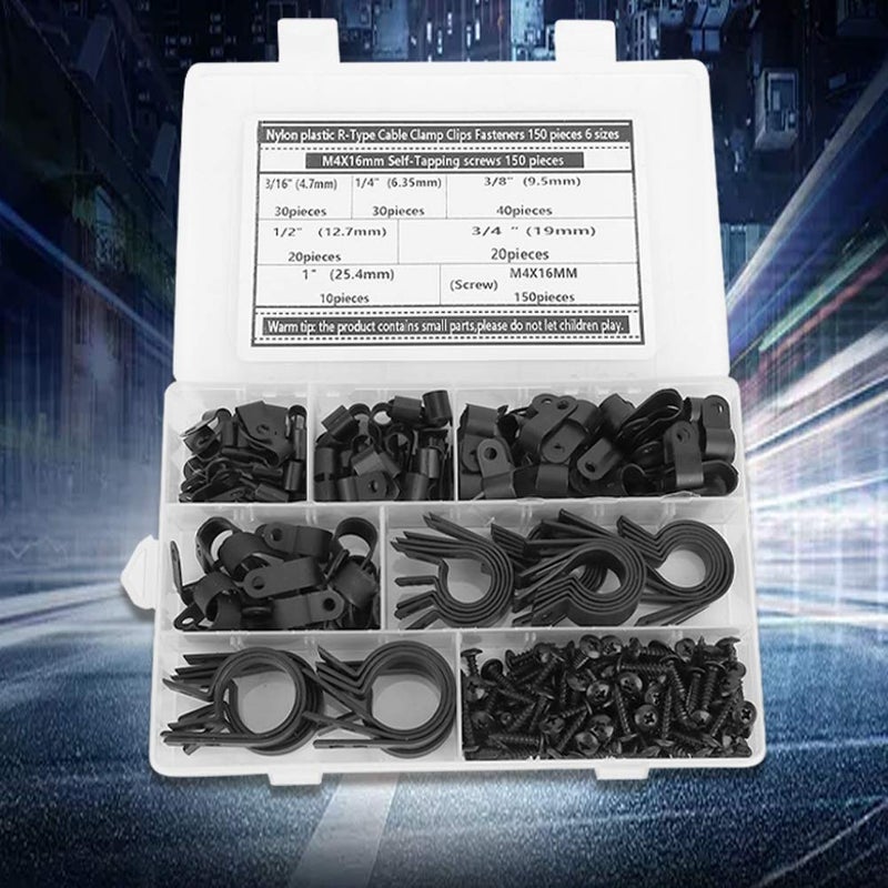 150Pcs Nylon Cable Clips With M4x16mm Screws For Wire Management - Image 4