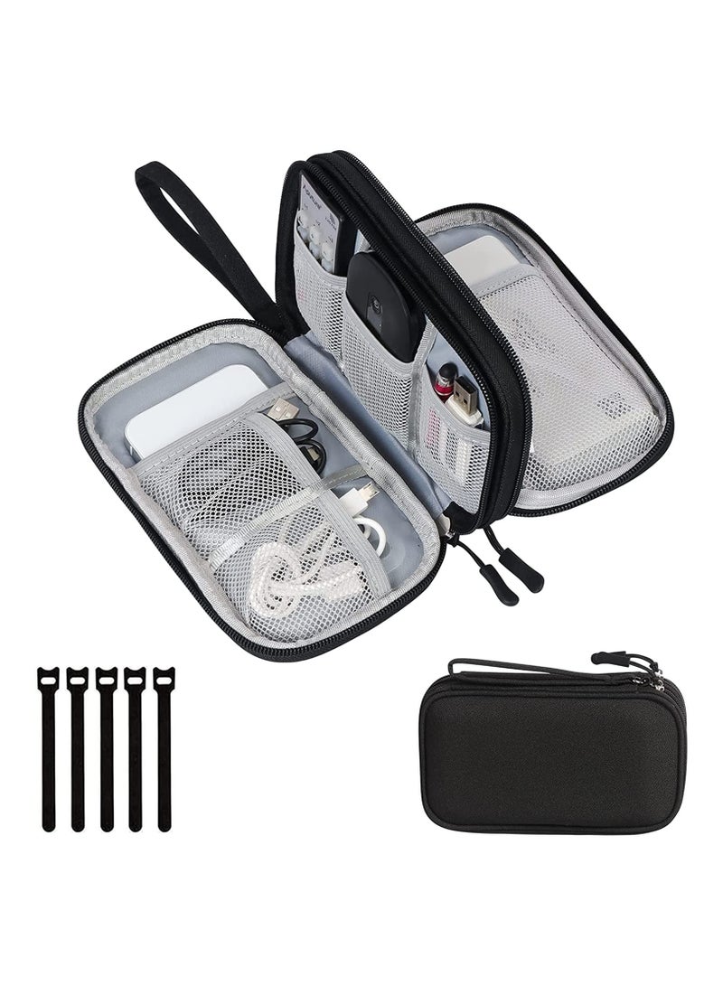 erorex Portable Electronic Accessories Bag Travel Gadgets Storage Case Cable Organizer Pouch Compatible for Charger USB Cables SD Memory Cards Earphone Flash Hard Drive Phone Power Bank Black S - Image 1