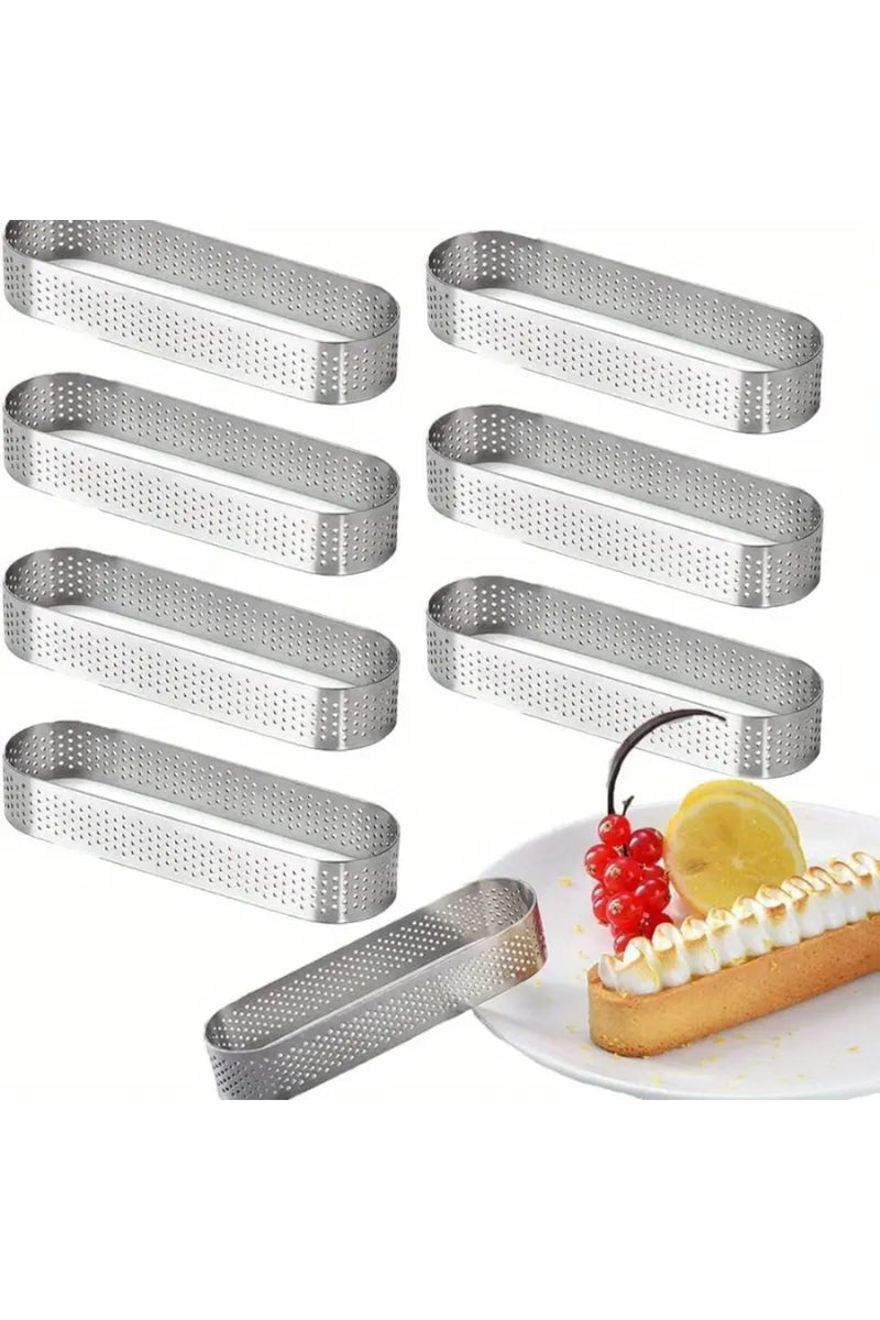 8PCS 6PCS/8PCS Oval Perforated Tart Rings -Stainless Steel Tart Ring Molds for Professional Pastry C