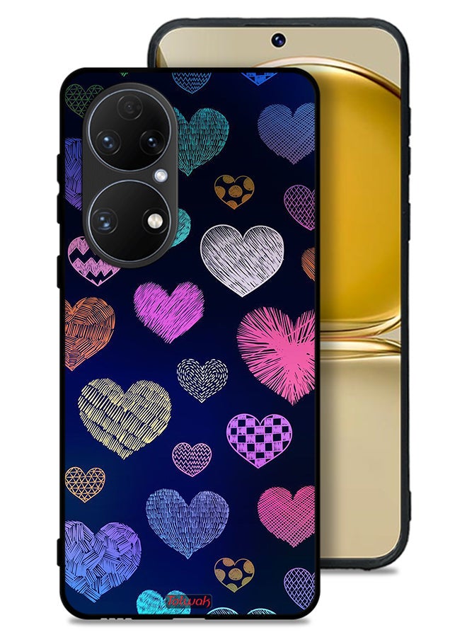 Tolwak Huawei P50E Protective Case Cover Dhaga Hearts Pattern - Image 1