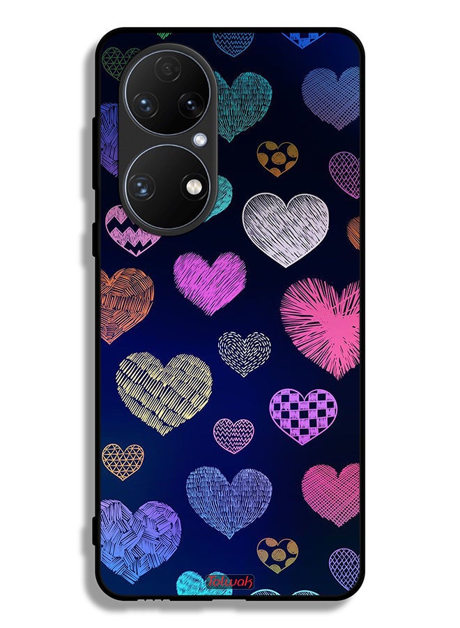 Tolwak Huawei P50E Protective Case Cover Dhaga Hearts Pattern - Image 2