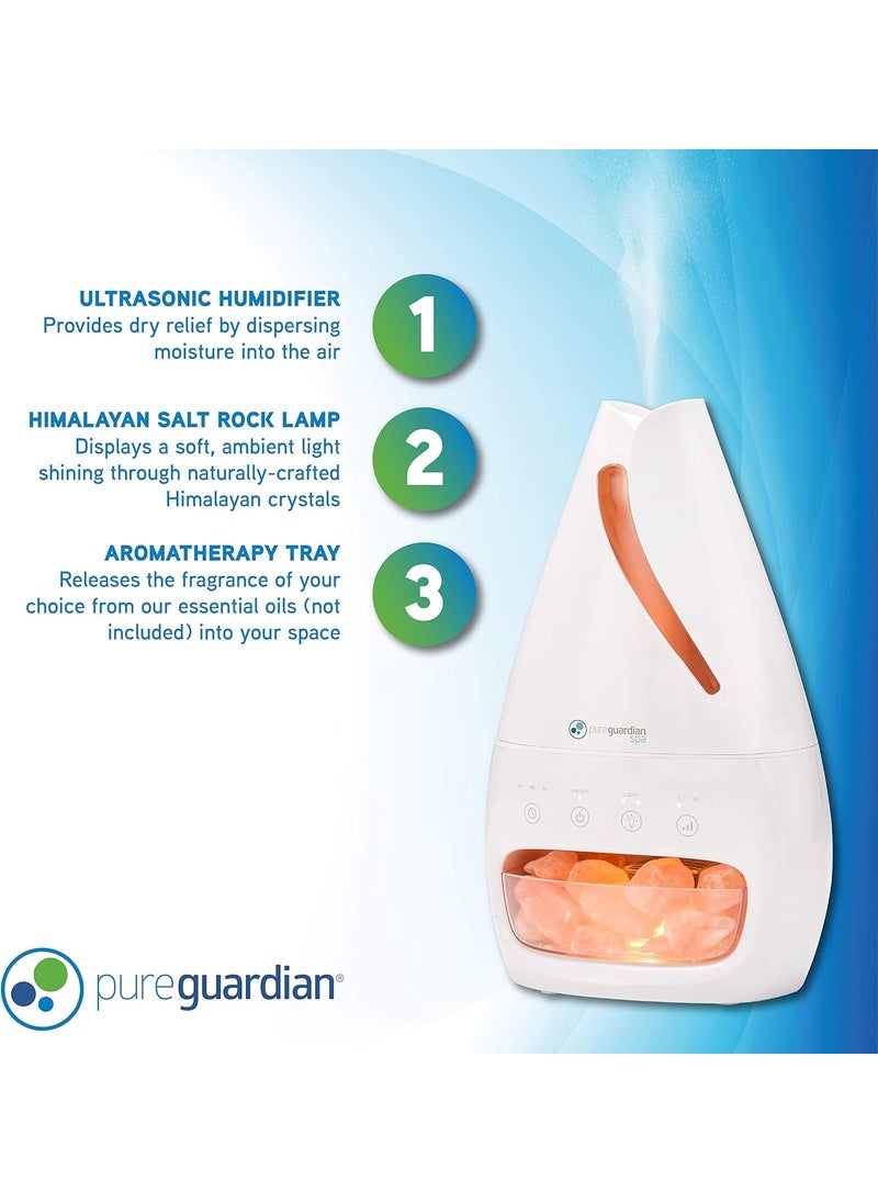 PureGuardian PureGuardian Himalayan Salt Lamp Ultrasonic Cool Mist Humidifier with Aromatherapy Tray H1117W White  - Image 2