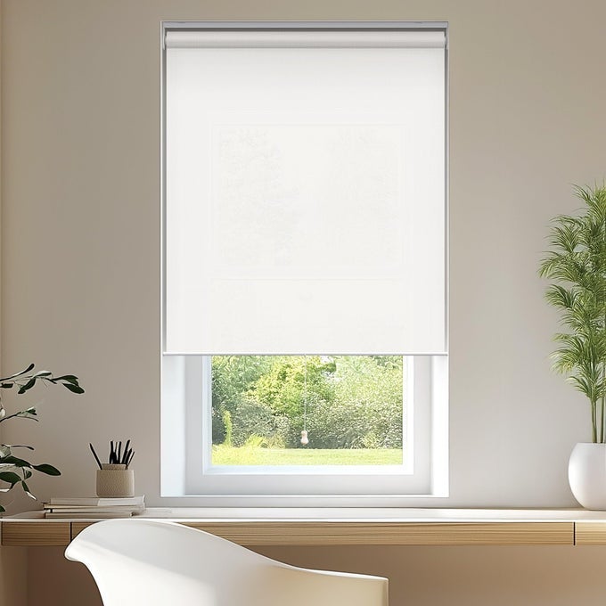 ROLLER WINDOW SHADES WINDOW BLINDS WINDOW SHADES FOR HOME ROLLER SHADES WINDOW TREATMENTS WINDOW BLINDS CORDLESS DOOR BLINDS URBAN WHITE LIGHT FILTERING 58W X 72H