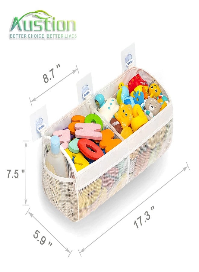 Austion Original Two Compartment Easy-access Mesh Bath Toy Organizer for Bath Tub with Large Openings Quick Drying Cute Toddler Bath Toy Storage Holder for Baby - Image 3