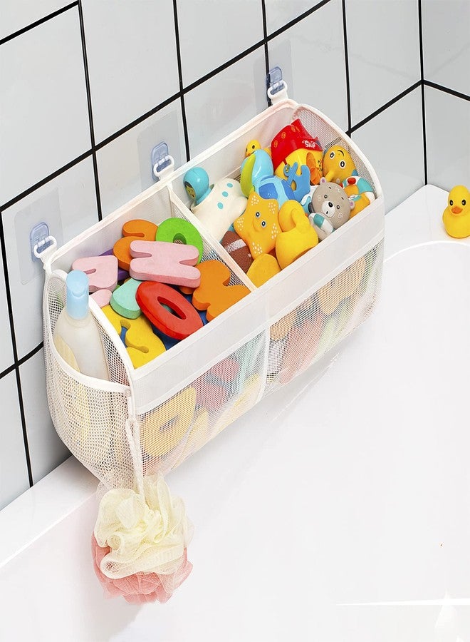 Austion Original Two Compartment Easy-access Mesh Bath Toy Organizer for Bath Tub with Large Openings Quick Drying Cute Toddler Bath Toy Storage Holder for Baby - Image 4
