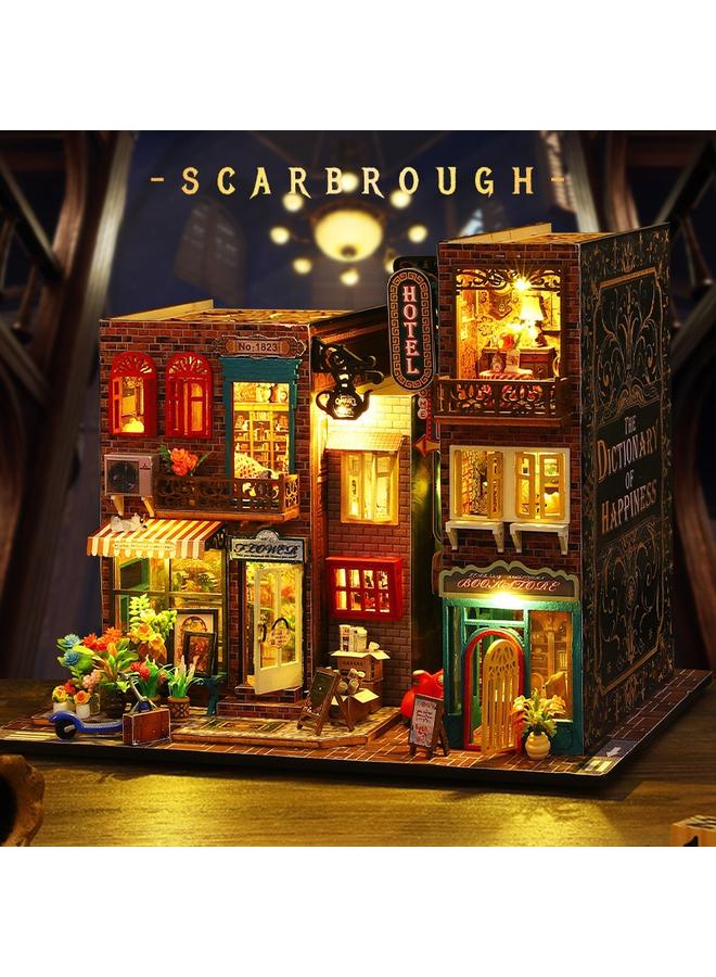 Bluejw Jiate Diy Cabin Scarbro 3D Three-dimensional Manual Assembled Book Stand Model With Light Innovative Ornaments Gift For Women - Image 2