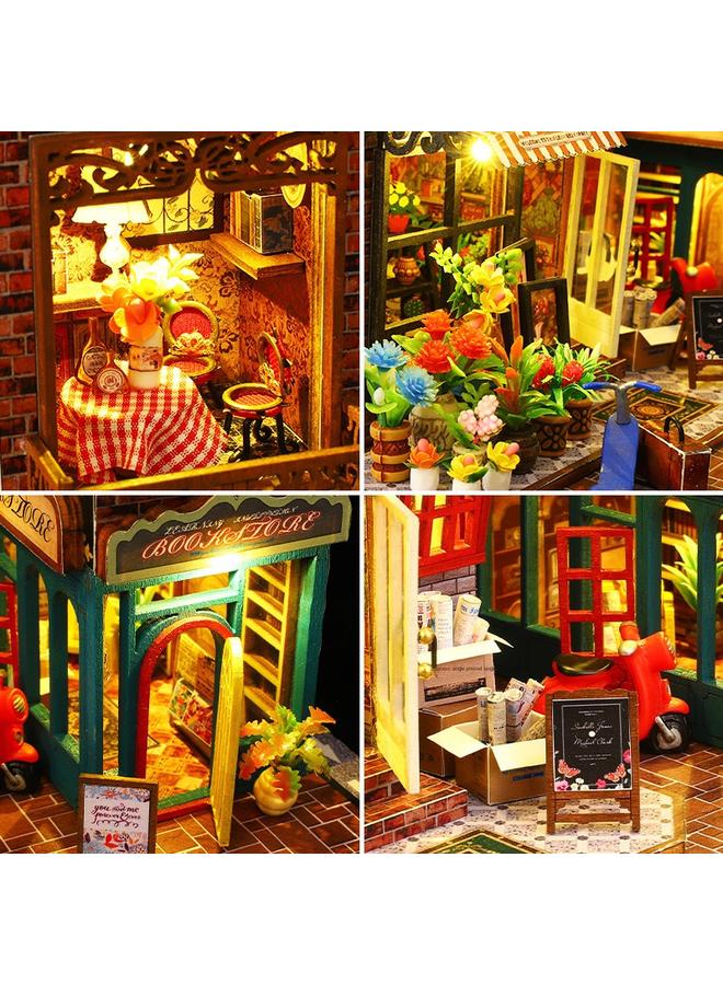 Bluejw Jiate Diy Cabin Scarbro 3D Three-dimensional Manual Assembled Book Stand Model With Light Innovative Ornaments Gift For Women - Image 5