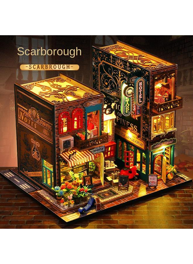 Bluejw Jiate Diy Cabin Scarbro 3D Three-dimensional Manual Assembled Book Stand Model With Light Innovative Ornaments Gift For Women - Image 3