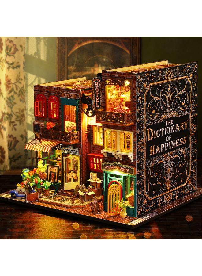 Bluejw Jiate Diy Cabin Scarbro 3D Three-dimensional Manual Assembled Book Stand Model With Light Innovative Ornaments Gift For Women - Image 4
