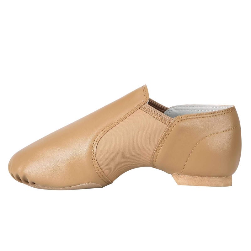 Linodes Unisex 006 PU Leather Upper Slip-on Jazz Shoe for Women and Men's Dance Shoes-Brown 7M - Image 3