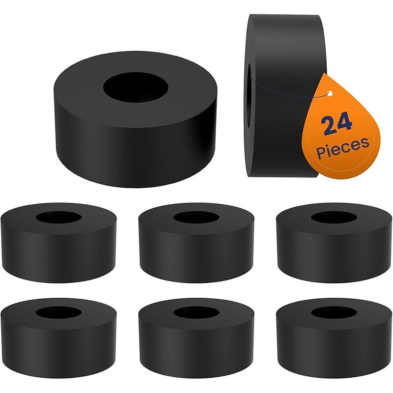 Aifeier ET 24Pcs Multi-Purpose Rubber Spacers, 1 Inch OD x 3/8 Inch ID x 3/8 Inch Thickness Anti Vibration Round Solid Rubber Bushing Washers Isolation Pads for Car Accessories, Motor, Home, Screws, Bolts - Image 1
