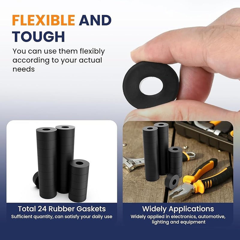 Aifeier ET 24Pcs Multi-Purpose Rubber Spacers, 1 Inch OD x 3/8 Inch ID x 3/8 Inch Thickness Anti Vibration Round Solid Rubber Bushing Washers Isolation Pads for Car Accessories, Motor, Home, Screws, Bolts - Image 4