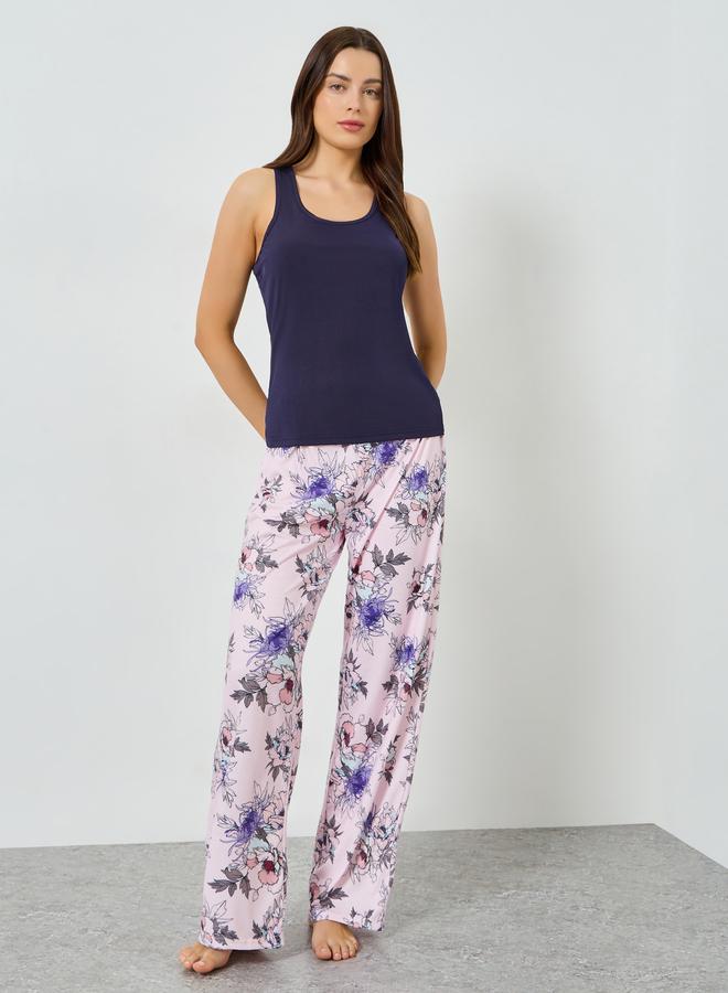Styli Round Neck Tank and Sketchy Floral Pyjama Set - Image 1