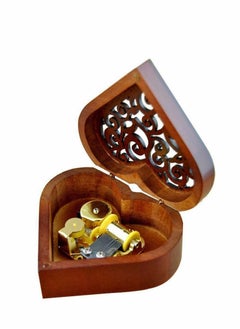 SYOSI Music Box, CharmCollection Creative Wood Heart Shaped Wind-up Musical Box Decorative Music Box with Gold-plating Movement in Birthday to Girlfriend Girls, Melody Castle in The Sky  - Image 1