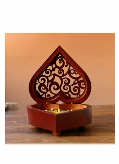 SYOSI Music Box, CharmCollection Creative Wood Heart Shaped Wind-up Musical Box Decorative Music Box with Gold-plating Movement in Birthday to Girlfriend Girls, Melody Castle in The Sky  - Image 2