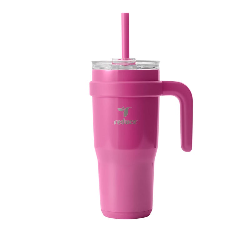 REDUCE 24 oz Stainless Steel Tumbler with Handle DualWall Vacuum Insulated Travel Mug SweatProof Lid Reusable Straw Keeps Drinks Cold for 24 Hrs Fits Cupholders Dishwasher Safe Sangria