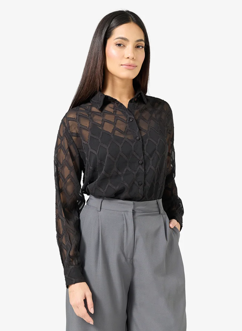 فيرو مودا قميص فيمغاليا بأزرار وأكمام طويلة