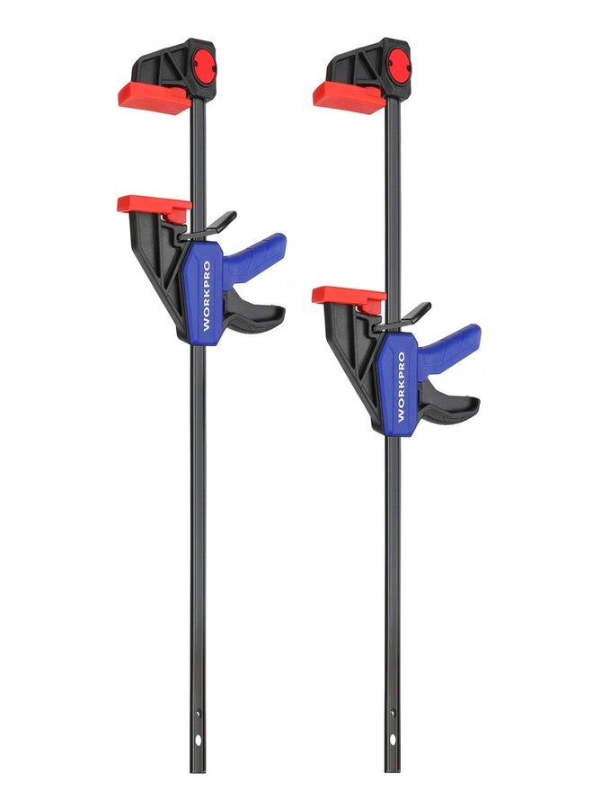 ووركبرو مشابك WORKPRO مقاس 12 بوصة لأعمال النجارة، عبوة من قطعتين، مشابك/موزع خشب سريع الفك، خفيفة الوزن، مشابك تثبيت بيد واحدة، حد أقصى للحمل 150 رطل، مثالية لأعمال النجارة والمشاريع المنزلية - Image 1