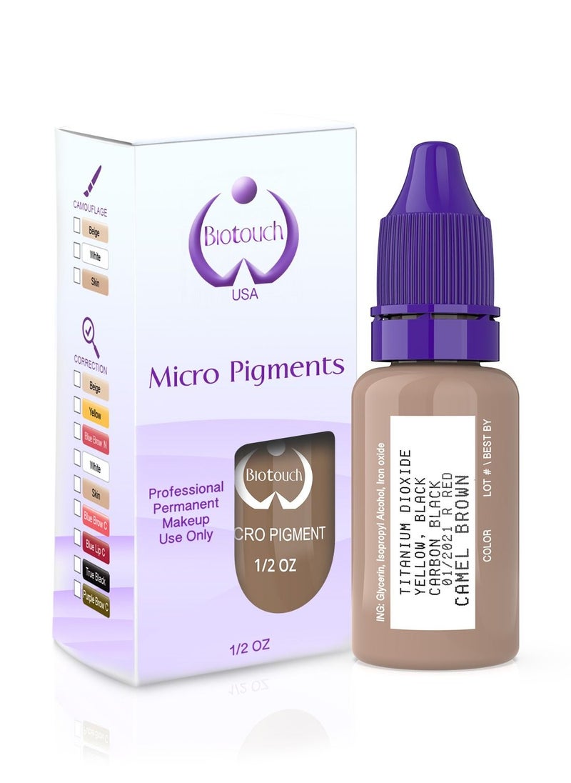 Biotouch Eyebrow Pigment For Eyebrows Brows Micro pigments Microblading pigments PMU Machine Use Medical Grade No Mixing eyebrow pigment for shading For Professionals Only 15ml Camel Brown 