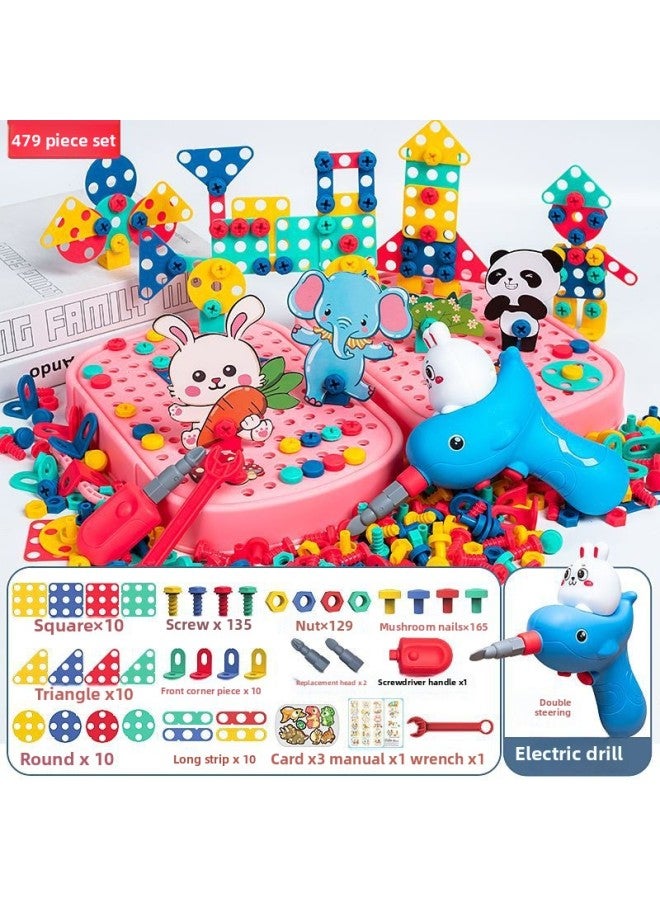 Shake The Sound Of The Same Children's Screw Pin Disassembly Toolbox Toy Electric Drill DIY Assembly Boy Cross-border-color:Thickened [Zoo] Tool Box Style 479-piece Set [Chinese E-commerce Box]  - Image 1
