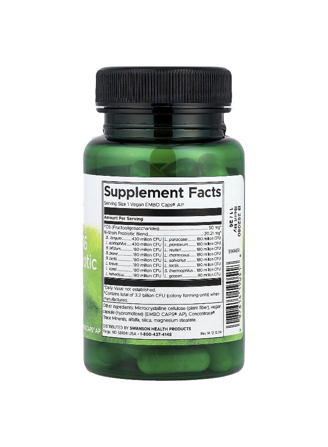 SWANSON سوانسون، بروبيوتيك د. ستيفن لانجر النهائي 16 سلالة مع FOS، 60 كبسولة نباتية EMBO® - Image 2