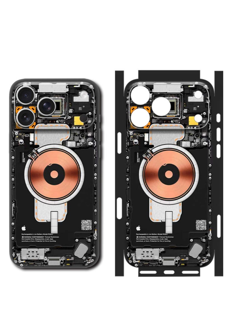 Adando Phone Skin Compatible with iPhone 17 Pro Max, Premium Vinyl Protective Wrap Decal Cover Decal Glass Protector Film Protective for Back Side Borders Camera Frame, Easy to Apply (Black) - Image 1
