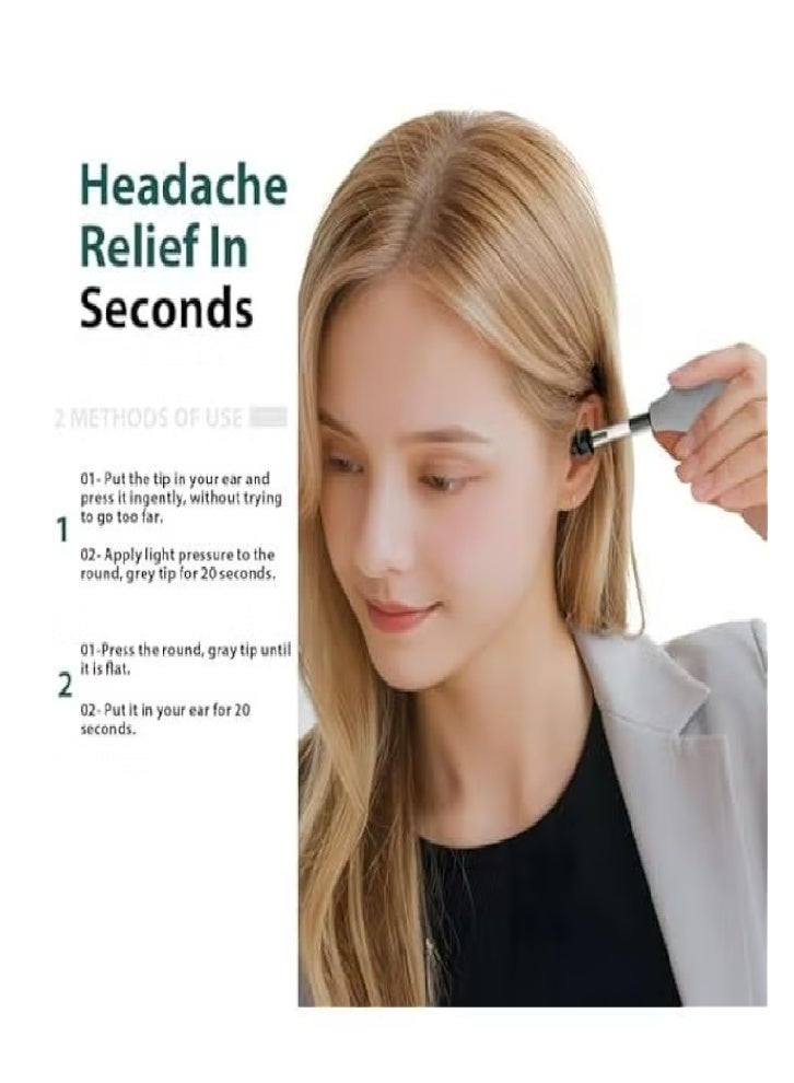 Ear pressure relief device, migraine and headache relief product, airplane ear pressure relief device, inner ear pressure equalization, tension relief - gray - Image 2