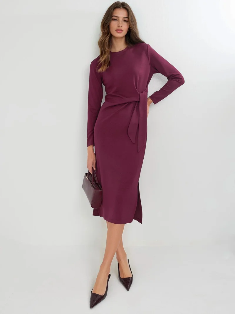 زوبعة فستان مودال بفتحة جانبية مجموعة بيرسان