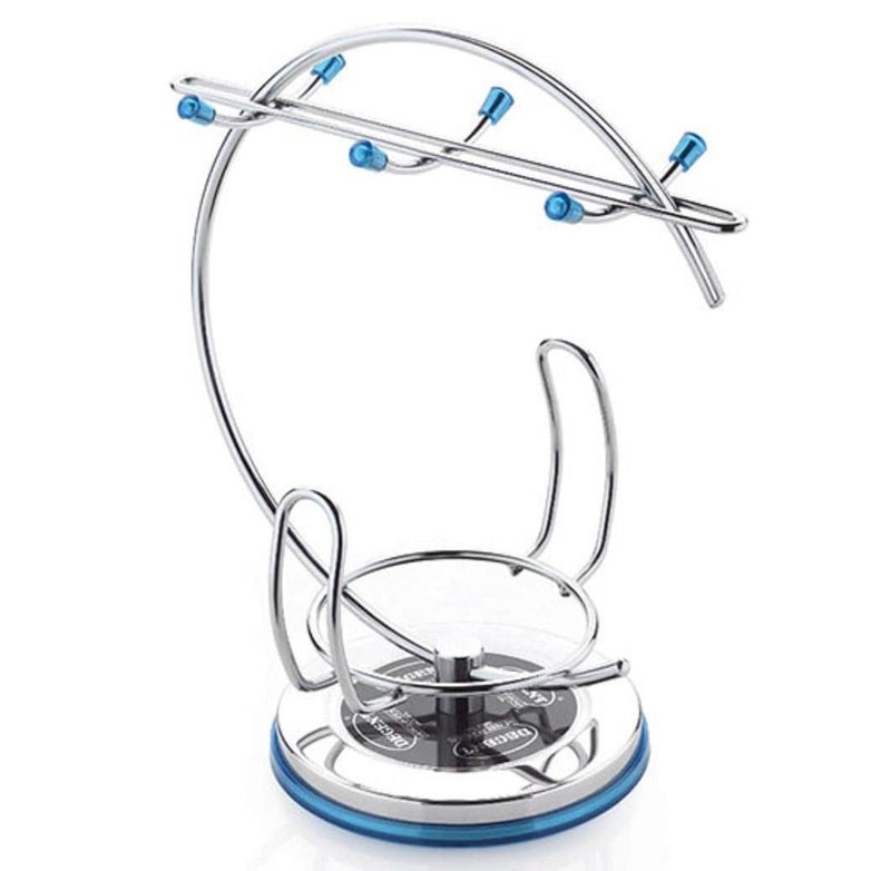 sygnius Stainless Steel Cup and Saucer Stand Cup Rack Organizer Holder Drip Tray Holder Plate Organizer Space Kitchen Saving Rack Silver Color - Image 1
