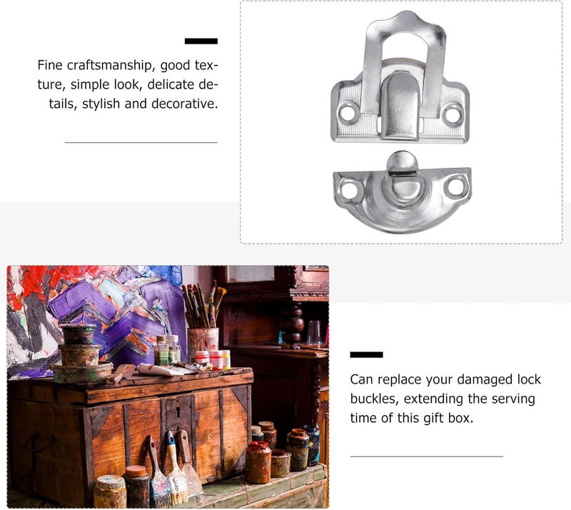 50Pcs Vintage Box Buckle and Jewelry Box Lock Set, Antique Metal Panel Latch for Wooden Cases and Home Furniture Accessories, Retro Style Hasp Suitable for Toolbox and Suitcase - Image 3