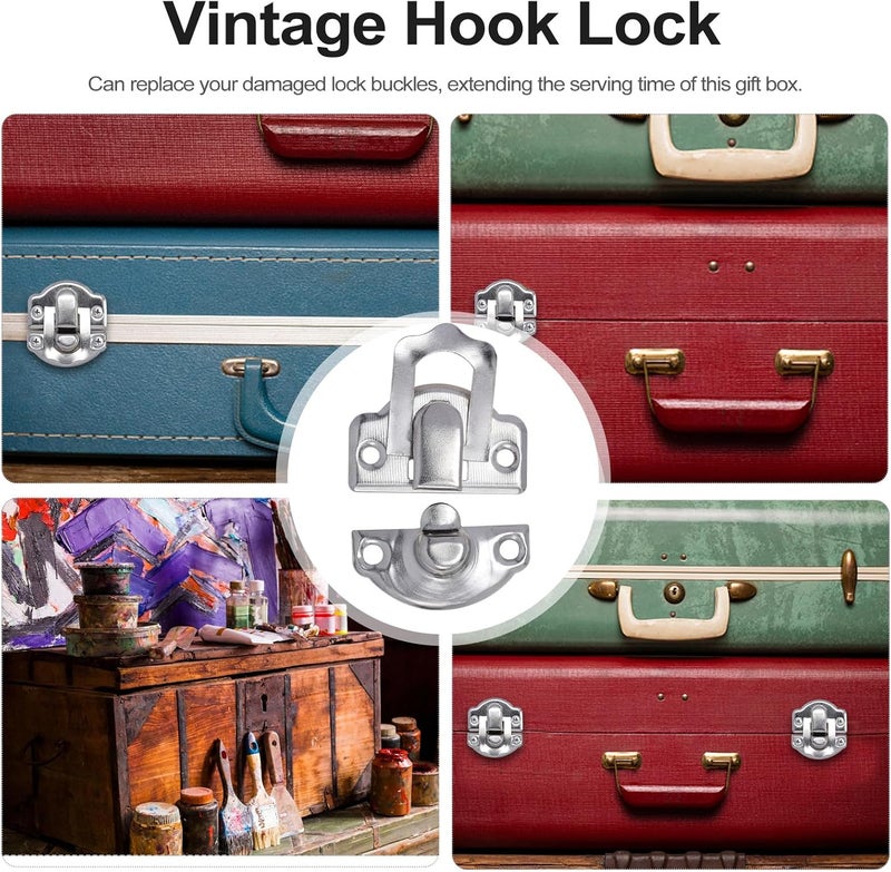 50Pcs Vintage Box Buckle and Jewelry Box Lock Set, Antique Metal Panel Latch for Wooden Cases and Home Furniture Accessories, Retro Style Hasp Suitable for Toolbox and Suitcase - Image 5