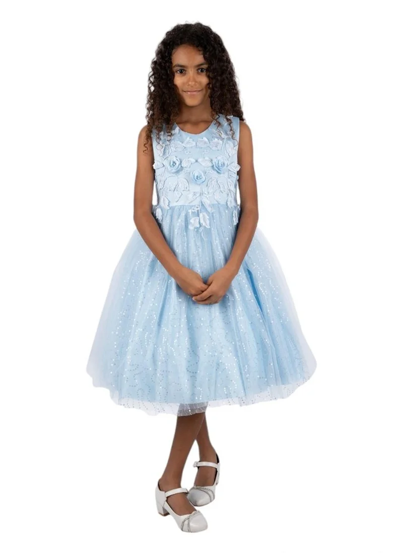 D'Daniela Olivia Party Dress Blue with Headband