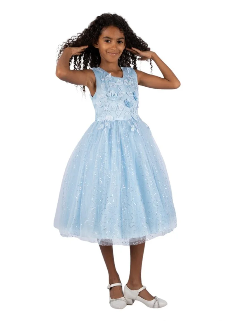 D'Daniela Olivia Party Dress Blue with Headband