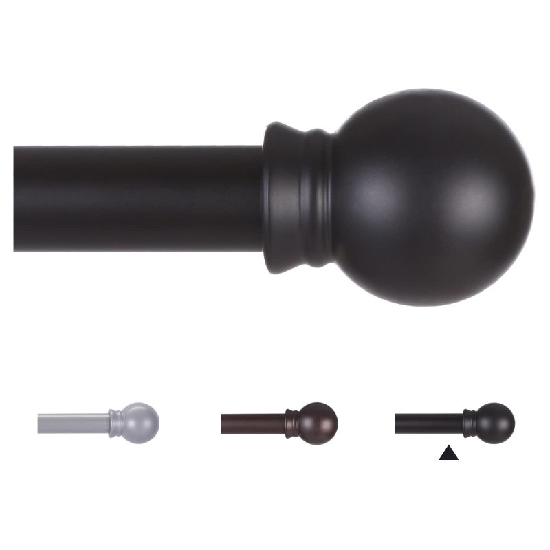 Thestoa Curtain Rods for Windows 30-62 Inch, 5/8" Matte Black Curtain Rods, Stainless Steel Small Curtain Rod for Bedroom, Living Room,Kitchen,Farmhouse, Outdoor Curtain rod Black - Image 1